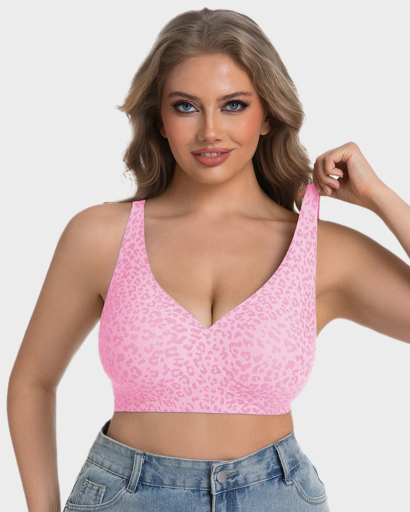 Wireless Leopard V-Neck Contour Bra