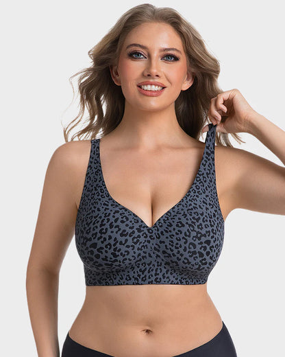 Wireless Leopard V-Neck Contour Bra